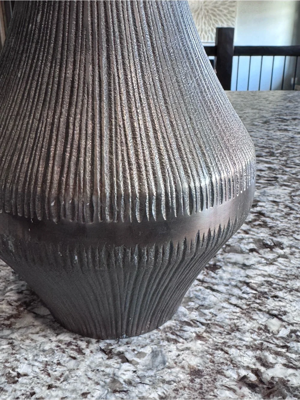 Crate&Barrel Augusta Vase Ribbed Metallic Bronze Accent Vase
